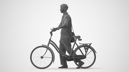 scanned 3D man casual cycling, photogrammetry people for Enscape and V-Ray, square thumbnail