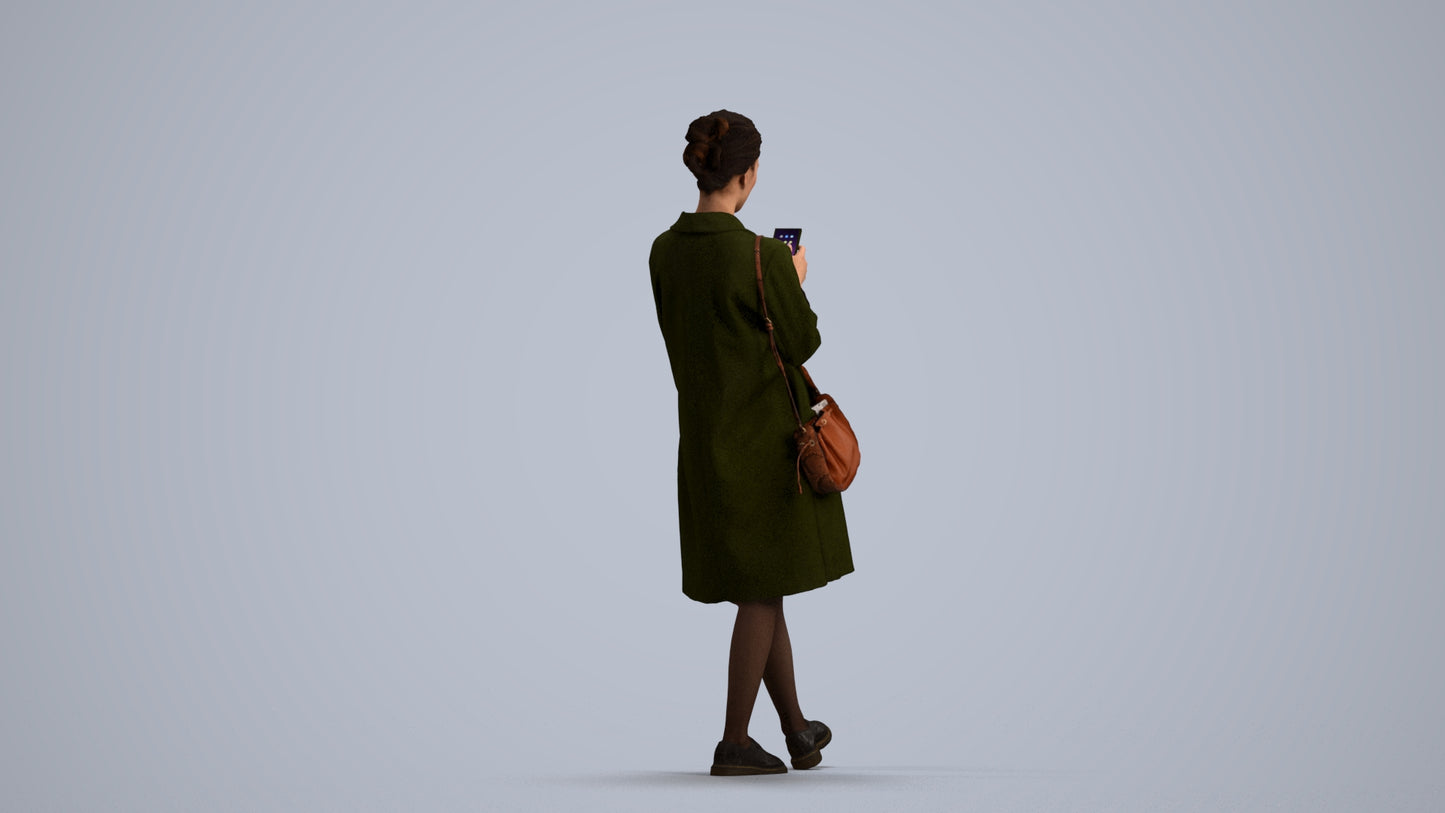 realistic 3D people woman casual standing, render-ready for V-Ray and Corona, FBX OBJ, front view render