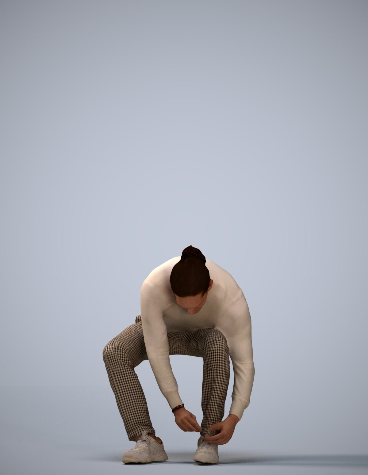 3D scanned man sitting casual, photorealistic archviz people for Enscape and SketchUp