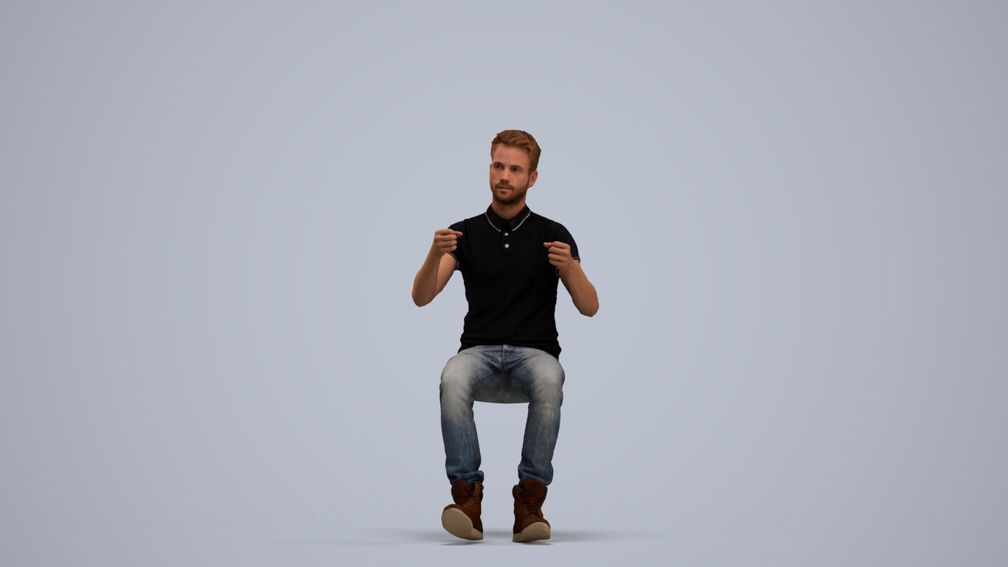 realistic 3D human man casual driving, archviz people FBX OBJ for Blender, standing pose render