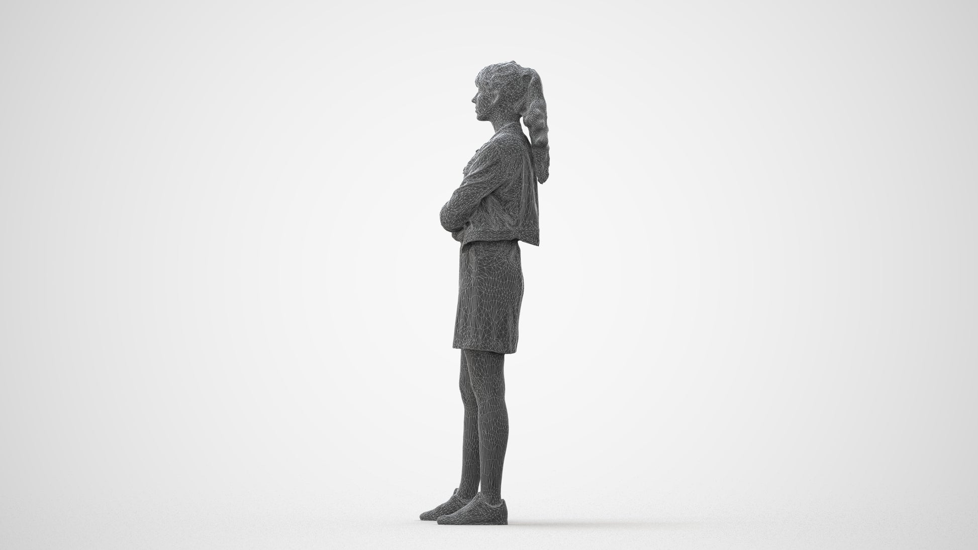 realistic 3D woman casual standing, scanned archviz people for Blender and 3ds Max, square thumbnail
