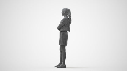 realistic 3D woman casual standing, scanned archviz people for Blender and 3ds Max, square thumbnail