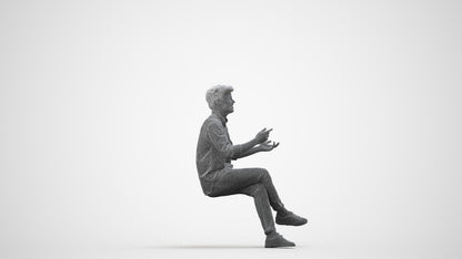 photogrammetry 3D man casual pool, realistic human model archviz FBX, wireframe side view