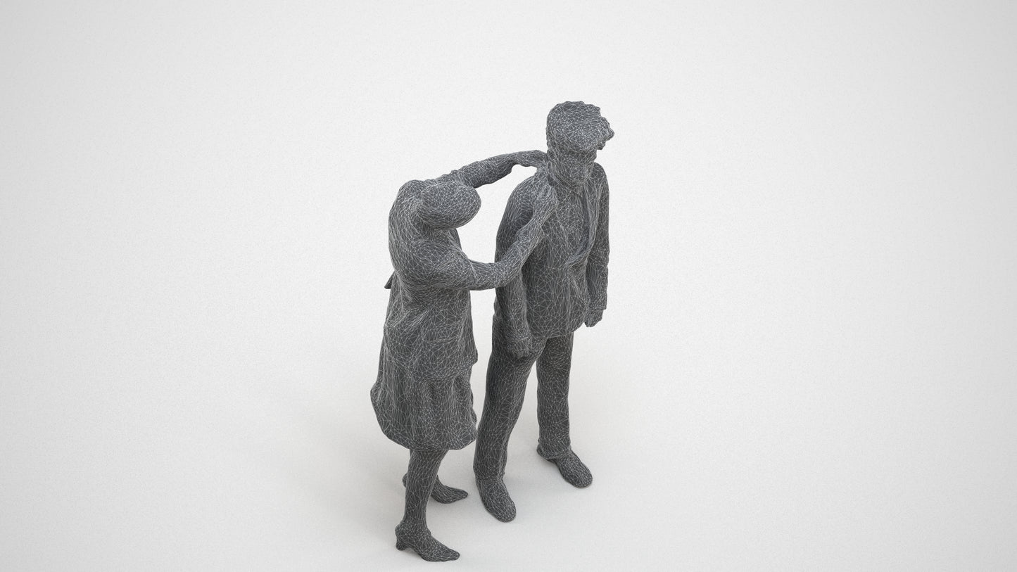 photogrammetry 3D girl kids, realistic human model archviz FBX, wireframe three-quarter view