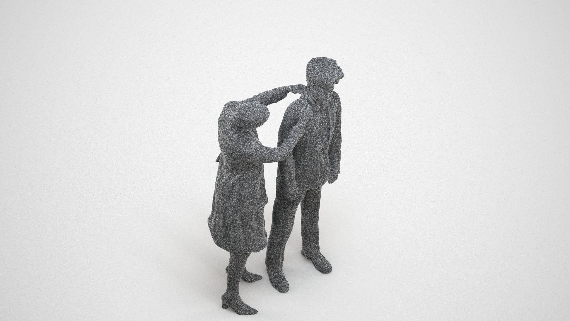 photogrammetry 3D girl kids, realistic human model archviz FBX, wireframe three-quarter view