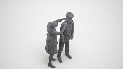 photogrammetry 3D girl kids, realistic human model archviz FBX, wireframe three-quarter view