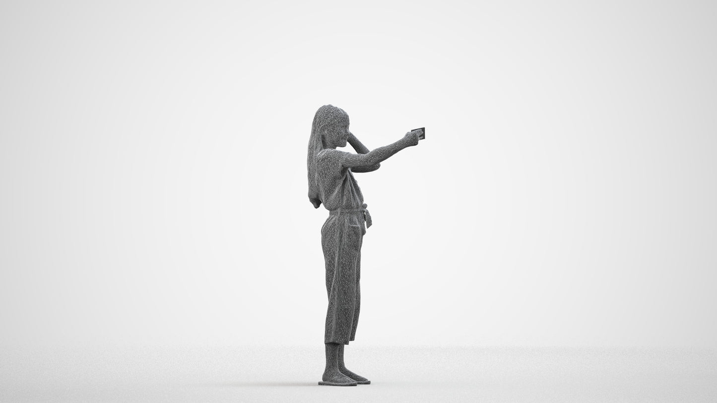 realistic 3D girl kids, scanned archviz people for Blender and 3ds Max, wireframe side view