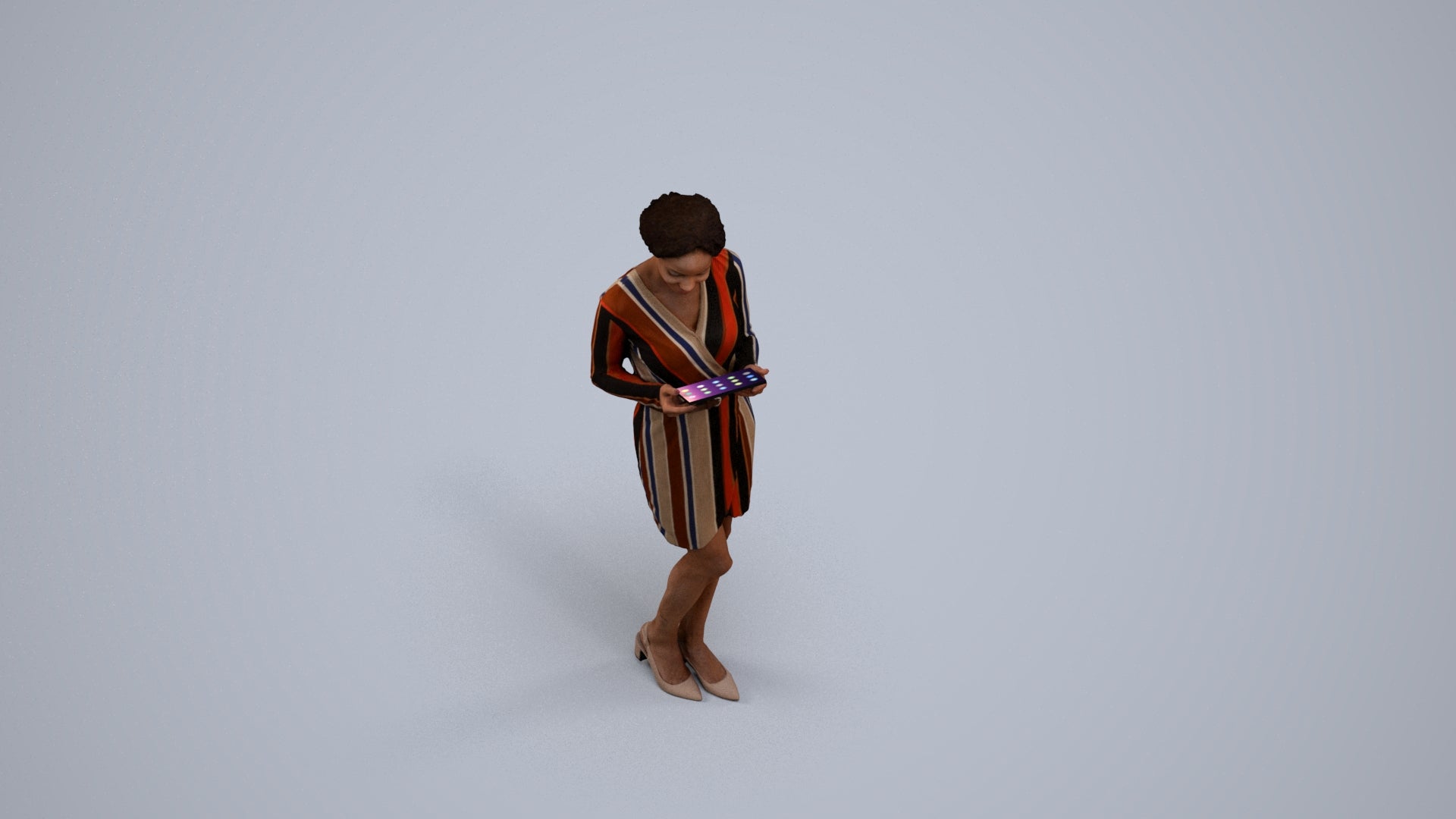 realistic 3D people woman casual walking, render-ready for V-Ray and Corona, FBX OBJ, back view render