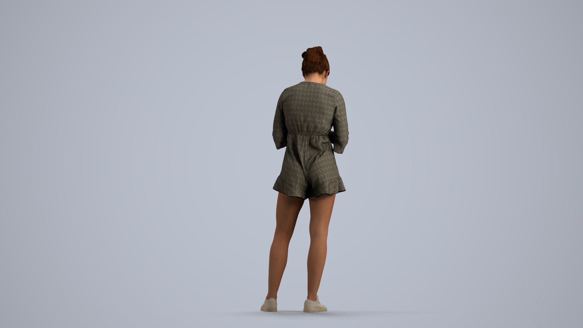 realistic 3D human girl casual kids, archviz people FBX OBJ for Blender, front view render