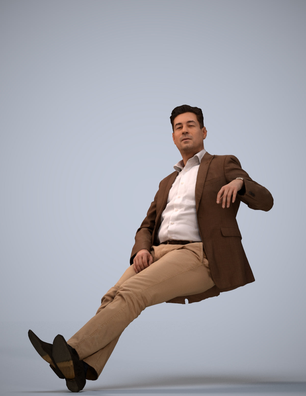3D human model man business, photogrammetry scanned person for archviz