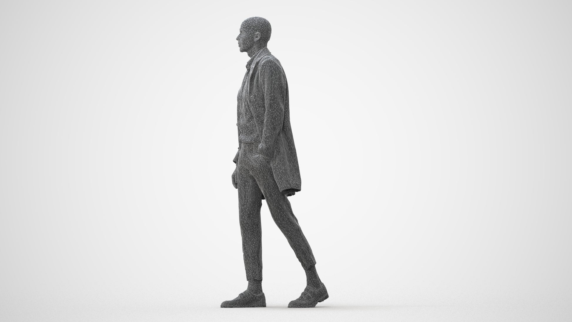 photogrammetry 3D man business walking, realistic human model archviz FBX, square thumbnail