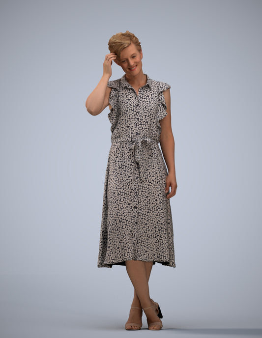 realistic 3D woman casual standing, scanned archviz people for Blender and 3ds Max