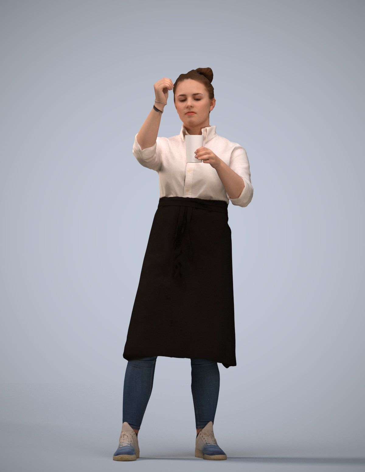 realistic 3D people woman hospitality, render-ready for V-Ray and Corona, FBX OBJ