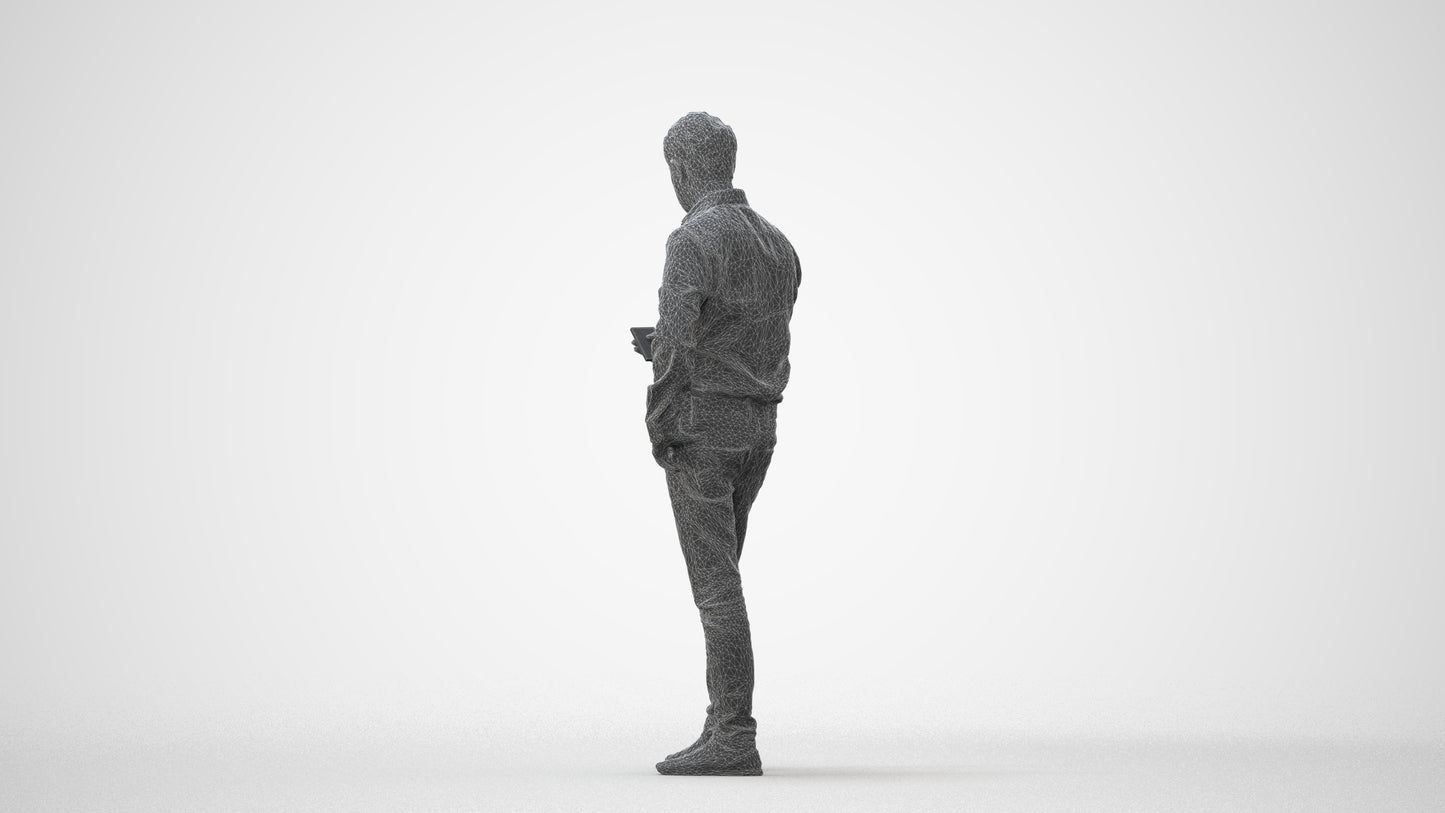 3D scanned man standing business, photorealistic archviz people for Enscape and SketchUp, square thumbnail