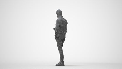 3D scanned man standing business, photorealistic archviz people for Enscape and SketchUp, square thumbnail