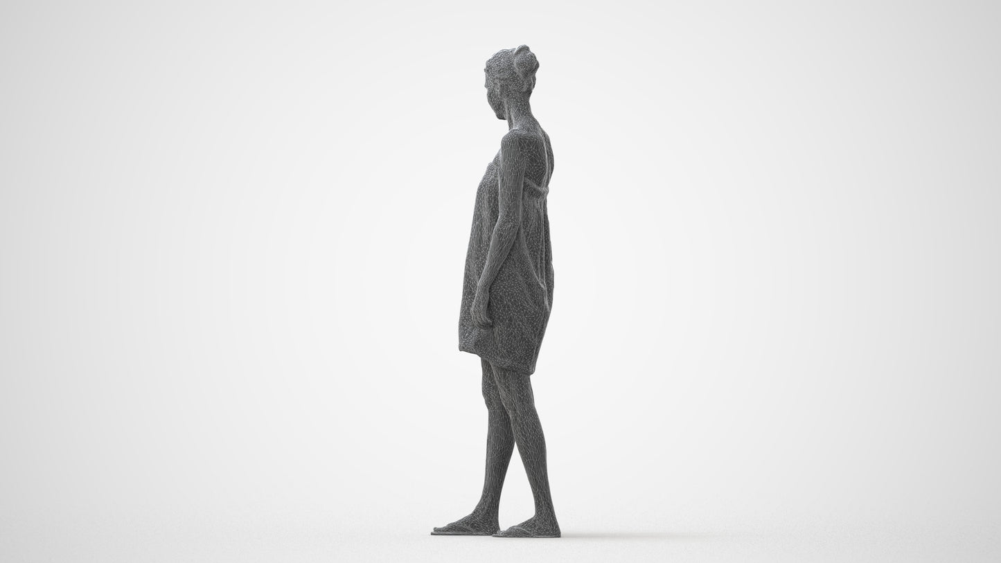 scanned 3D woman casual bathroom, photogrammetry people for Enscape and V-Ray, square thumbnail