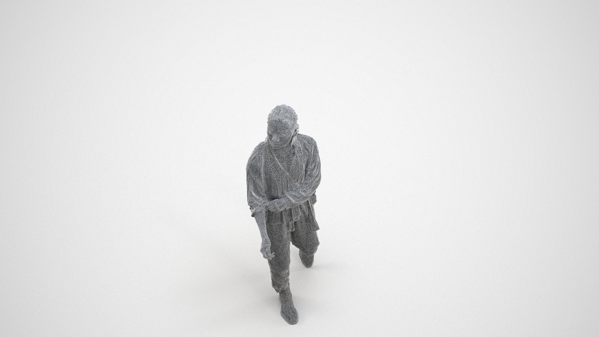 3D people model woman casual walking, scanned human for 3ds Max rendering, wireframe three-quarter view