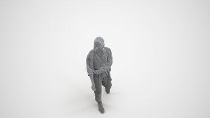 3D people model woman casual walking, scanned human for 3ds Max rendering, wireframe three-quarter view
