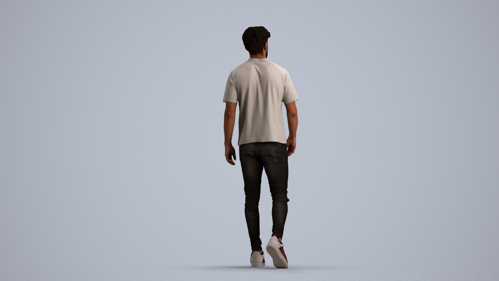photogrammetry 3D man casual walking, realistic human model archviz FBX, front view render