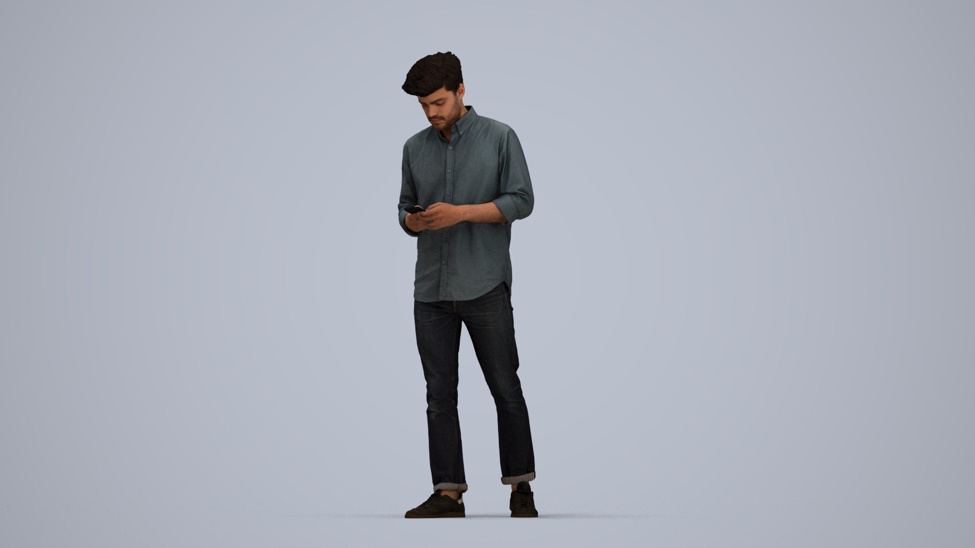 photogrammetry 3D man casual walking, realistic human model archviz FBX, top-down view render