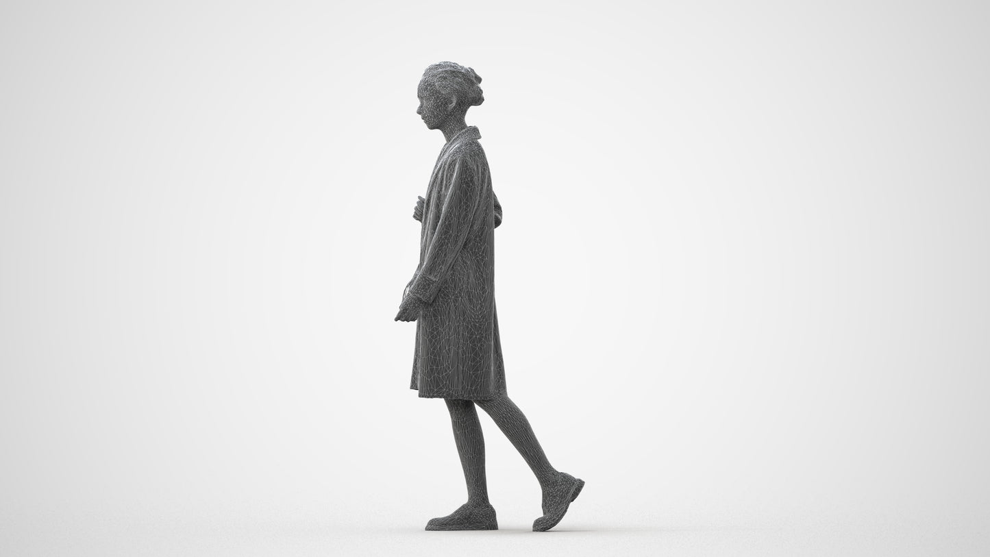 3D people model woman casual walking, scanned human for 3ds Max rendering, square thumbnail
