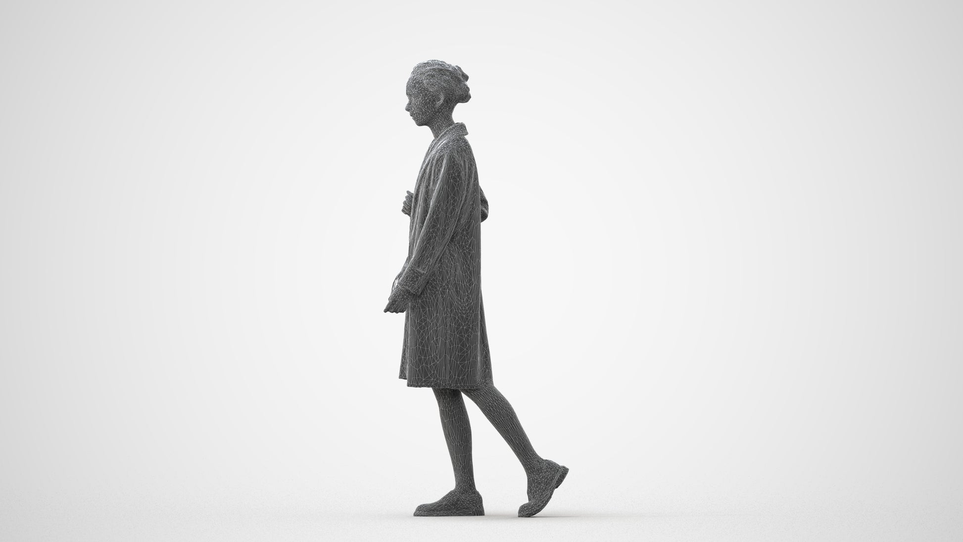 3D people model woman casual walking, scanned human for 3ds Max rendering, square thumbnail