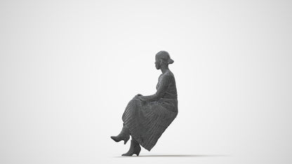 photogrammetry 3D woman casual sitting, realistic human model archviz FBX, square thumbnail