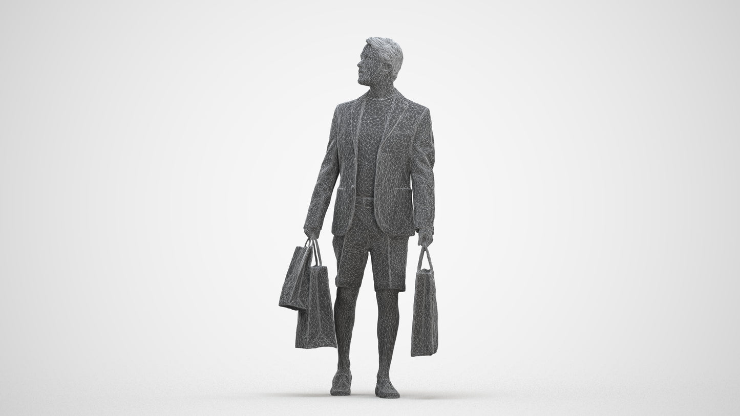 photogrammetry 3D man casual formal, realistic human model archviz FBX, three-quarter front view render