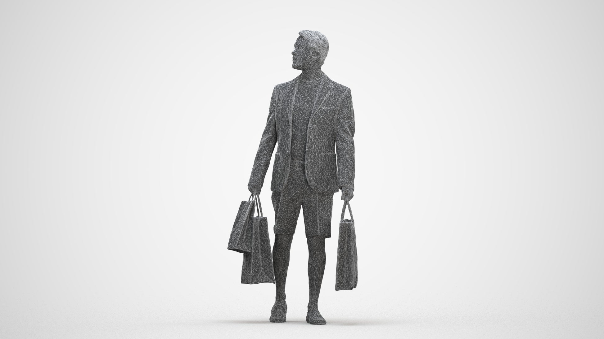 photogrammetry 3D man casual formal, realistic human model archviz FBX, three-quarter front view render