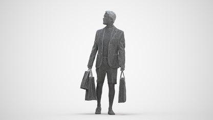 photogrammetry 3D man casual formal, realistic human model archviz FBX, three-quarter front view render