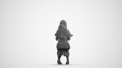 3D human model woman casual sitting, photogrammetry scanned person for archviz, wireframe front view