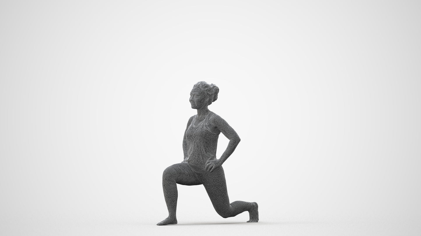 3D human model woman sport, photogrammetry scanned person for archviz, square thumbnail