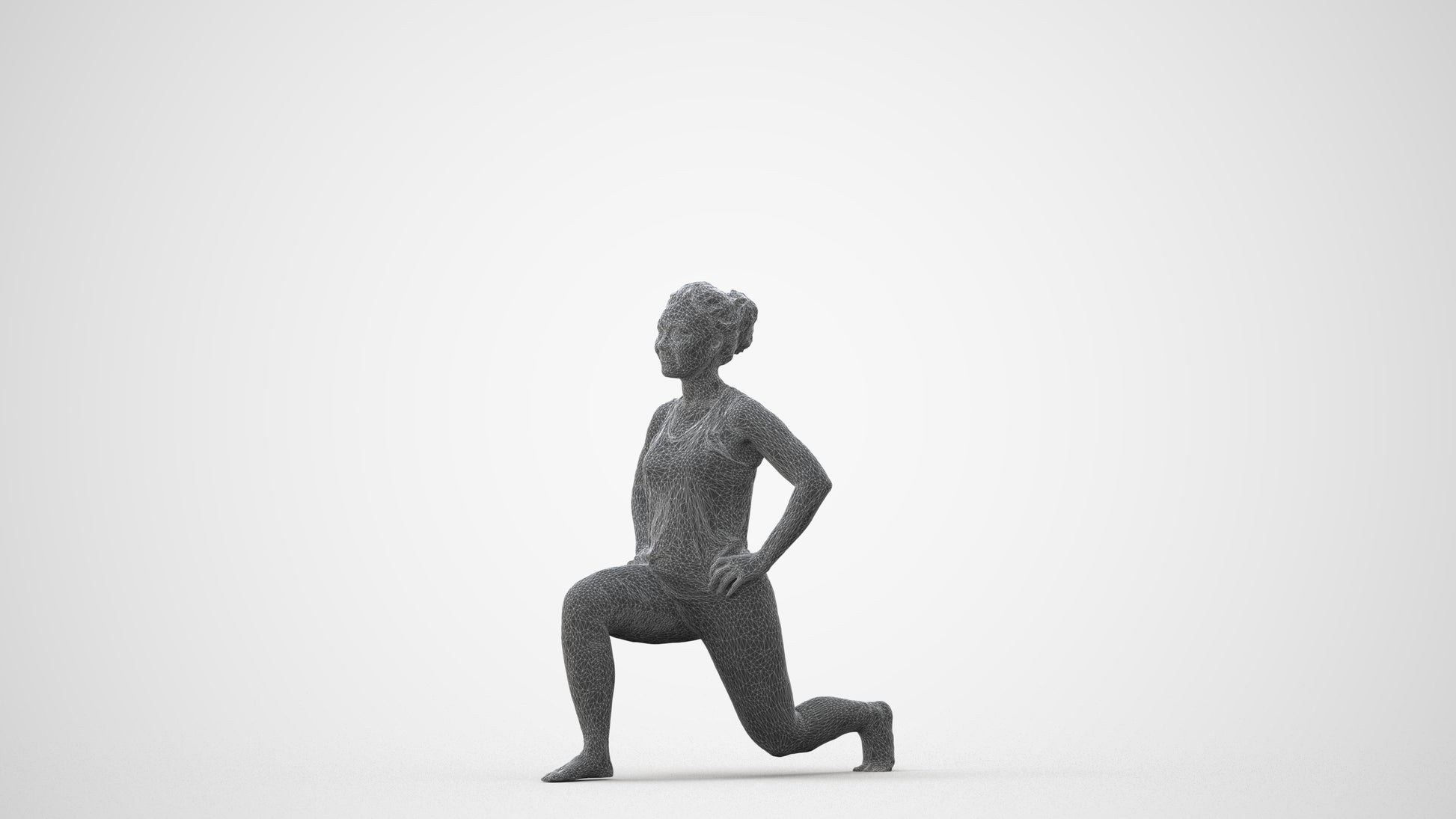3D human model woman sport, photogrammetry scanned person for archviz, square thumbnail