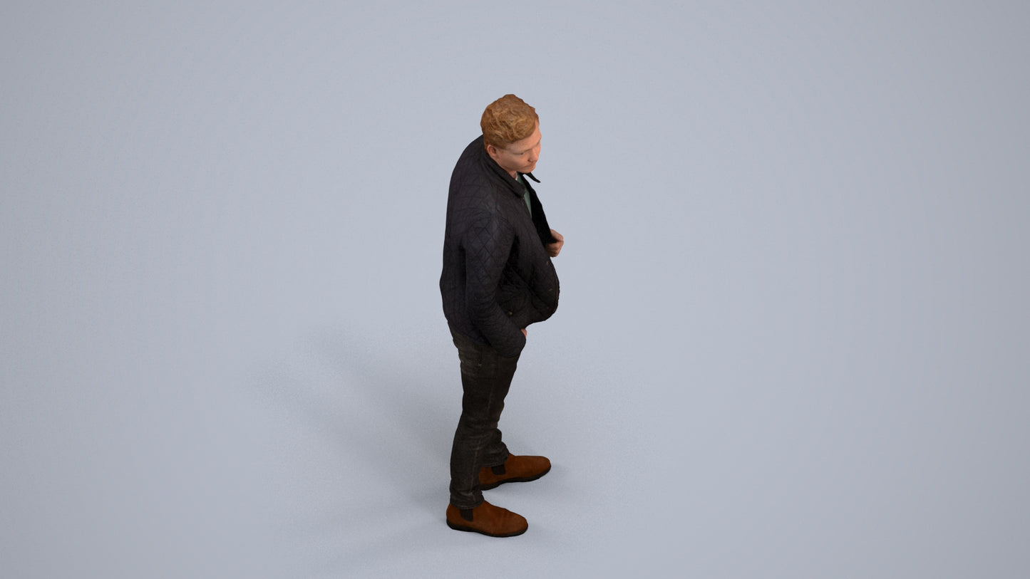 3D people model man casual business, scanned human for 3ds Max rendering, back view render