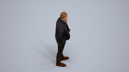 3D people model man casual business, scanned human for 3ds Max rendering, back view render