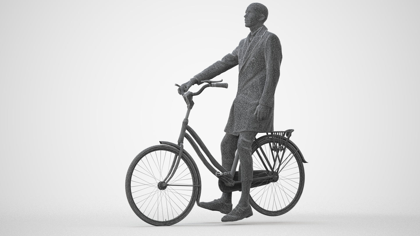 3D people model man business cycling, scanned human for 3ds Max rendering, square thumbnail