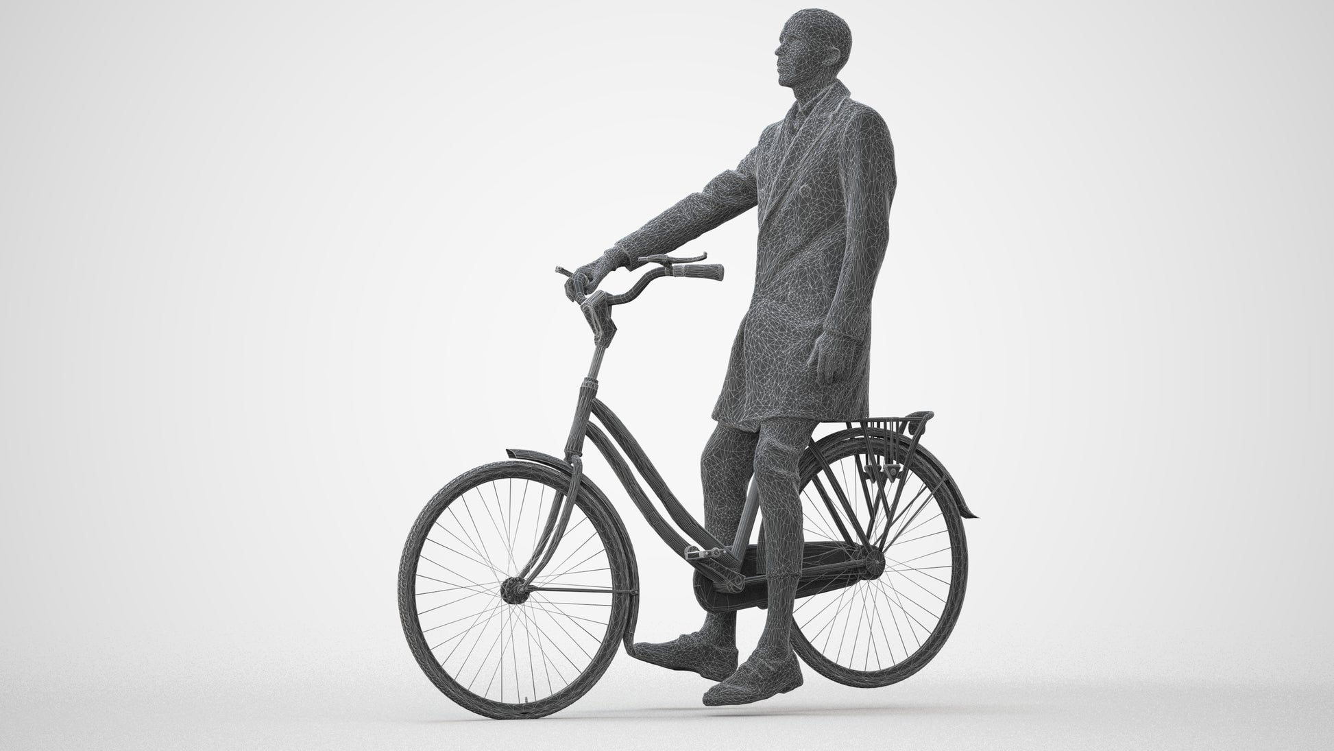 3D people model man business cycling, scanned human for 3ds Max rendering, square thumbnail