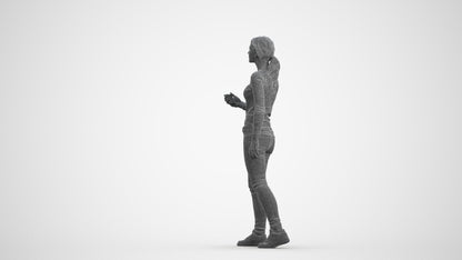 realistic 3D people woman casual walking, render-ready for V-Ray and Corona, FBX OBJ, wireframe front view