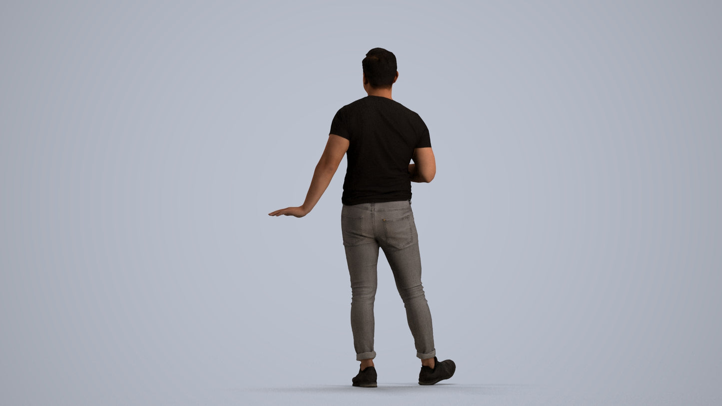 realistic 3D people man casual standing, render-ready for V-Ray and Corona, FBX OBJ, front view render