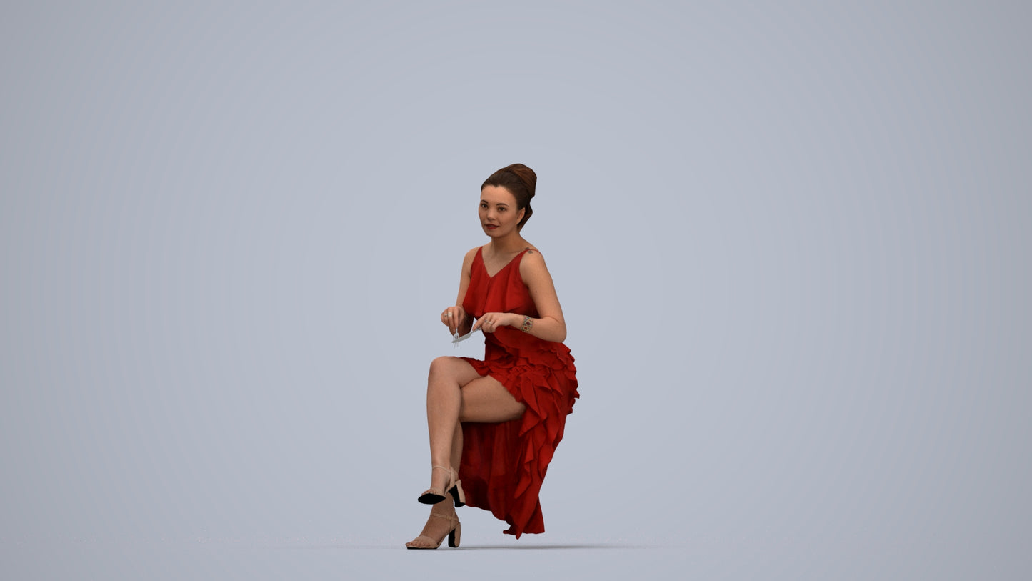 photogrammetry 3D woman formal formalaffairs, realistic human model archviz FBX, top-down view render