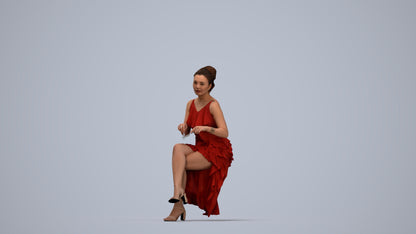 photogrammetry 3D woman formal formalaffairs, realistic human model archviz FBX, top-down view render