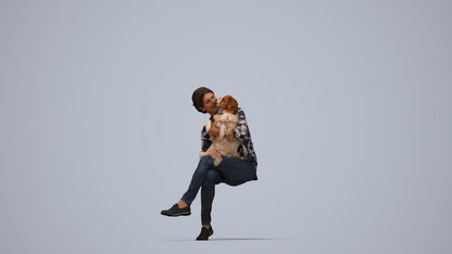 realistic 3D people woman casual sitting, render-ready for V-Ray and Corona, FBX OBJ, top-down view render