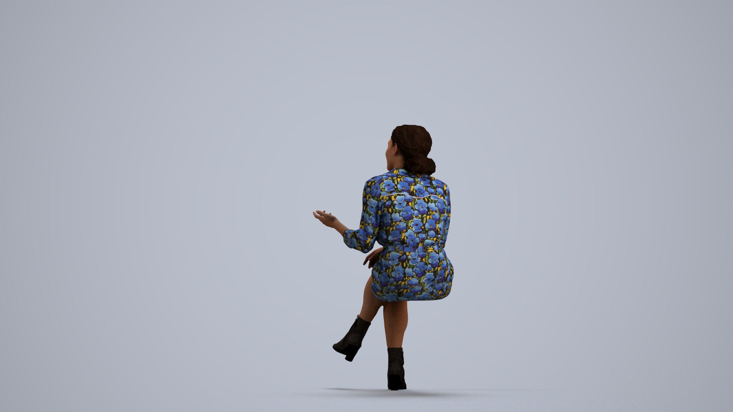 realistic 3D people woman casual sitting, render-ready for V-Ray and Corona, FBX OBJ, front view render