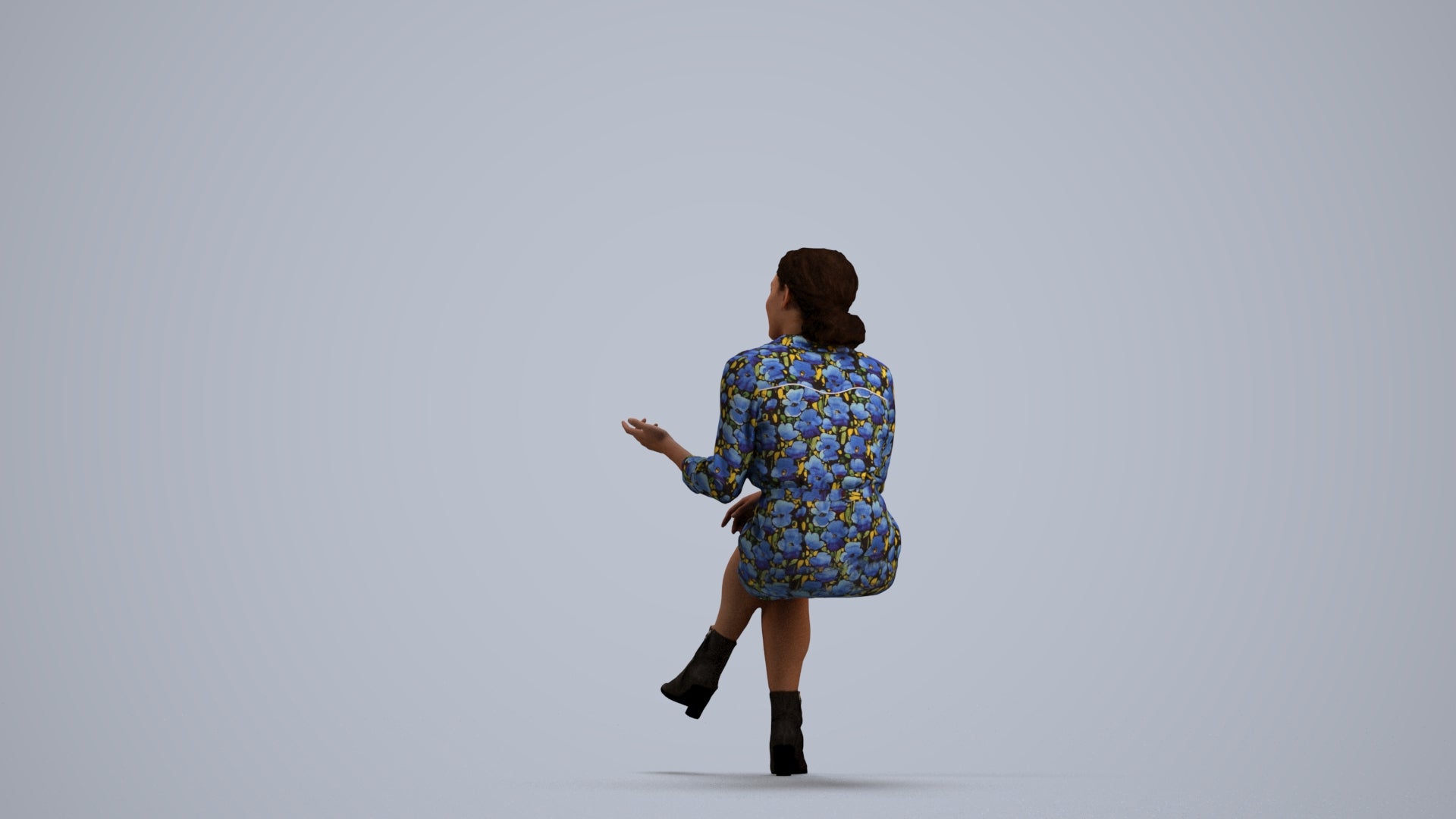 realistic 3D people woman casual sitting, render-ready for V-Ray and Corona, FBX OBJ, front view render