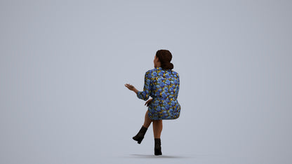 realistic 3D people woman casual sitting, render-ready for V-Ray and Corona, FBX OBJ, front view render
