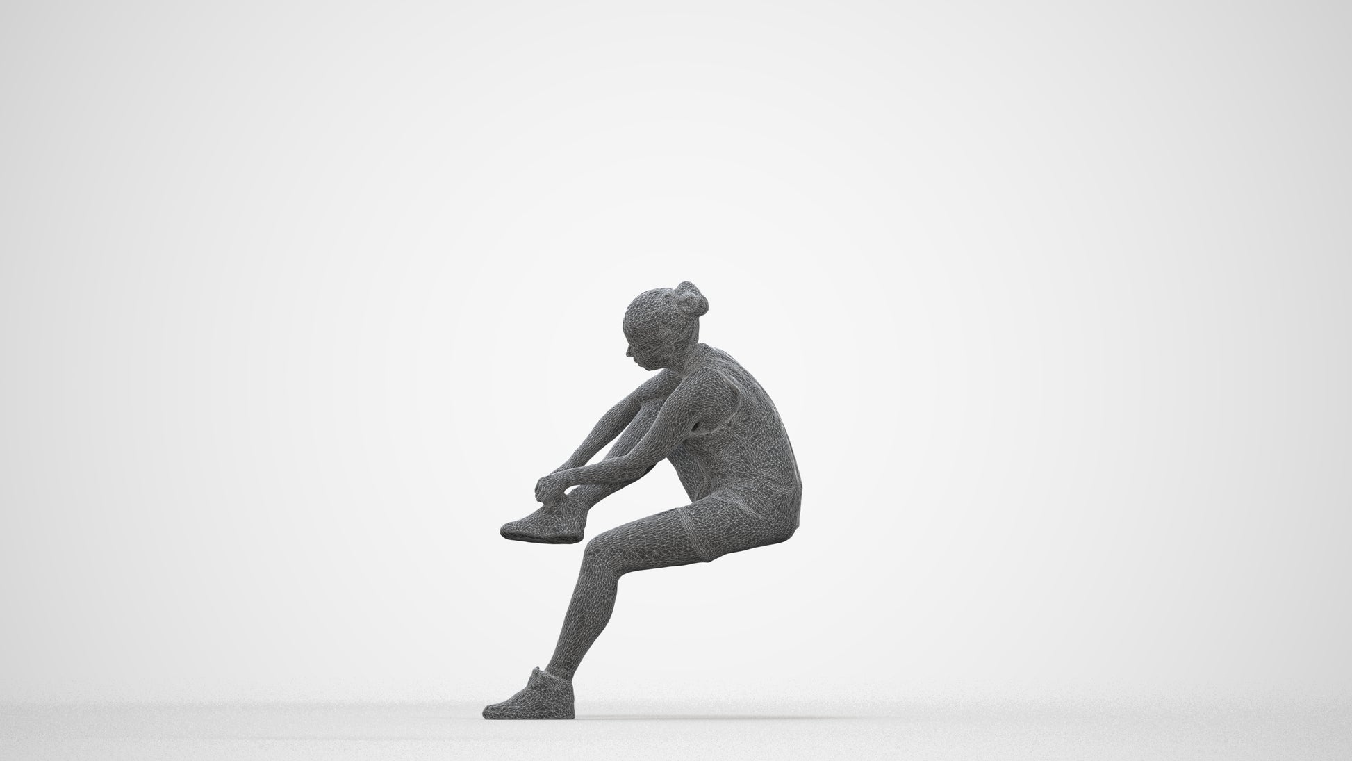 realistic 3D woman sport, scanned archviz people for Blender and 3ds Max, wireframe back view