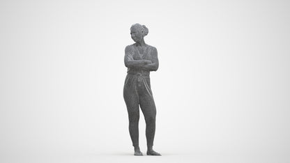 realistic 3D people woman casual standing, render-ready for V-Ray and Corona, FBX OBJ, three-quarter front view render