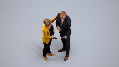 3D human model woman business, photogrammetry scanned person for archviz, back view render
