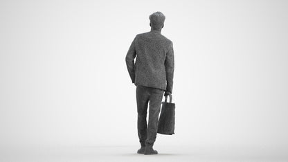 scanned 3D man casual standing, photogrammetry people for Enscape and V-Ray, wireframe front view