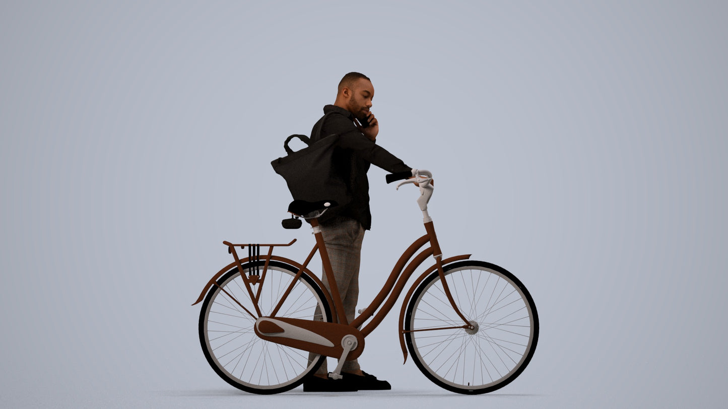 realistic 3D people man business cycling, render-ready for V-Ray and Corona, FBX OBJ, side view render